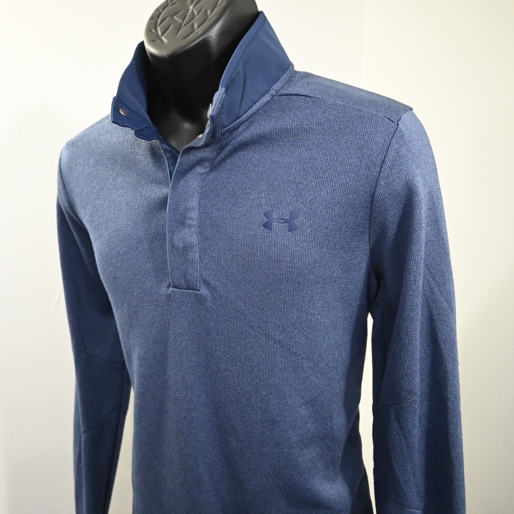 Under Armour Golf Jacket Mens Medium Blue ColdGear Storm Pullover Snap Neck